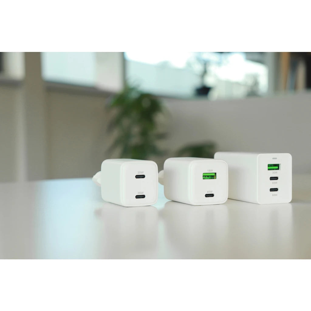 Mobiparts Adapter Dual USB-C 35W Wit